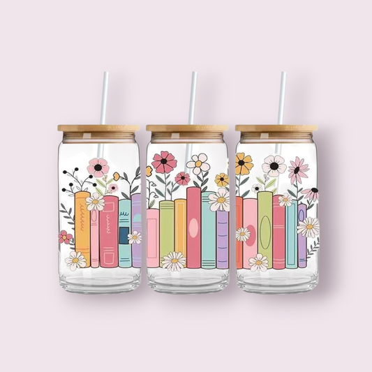 Book Blossom Glass Cup 16oz (455ml)