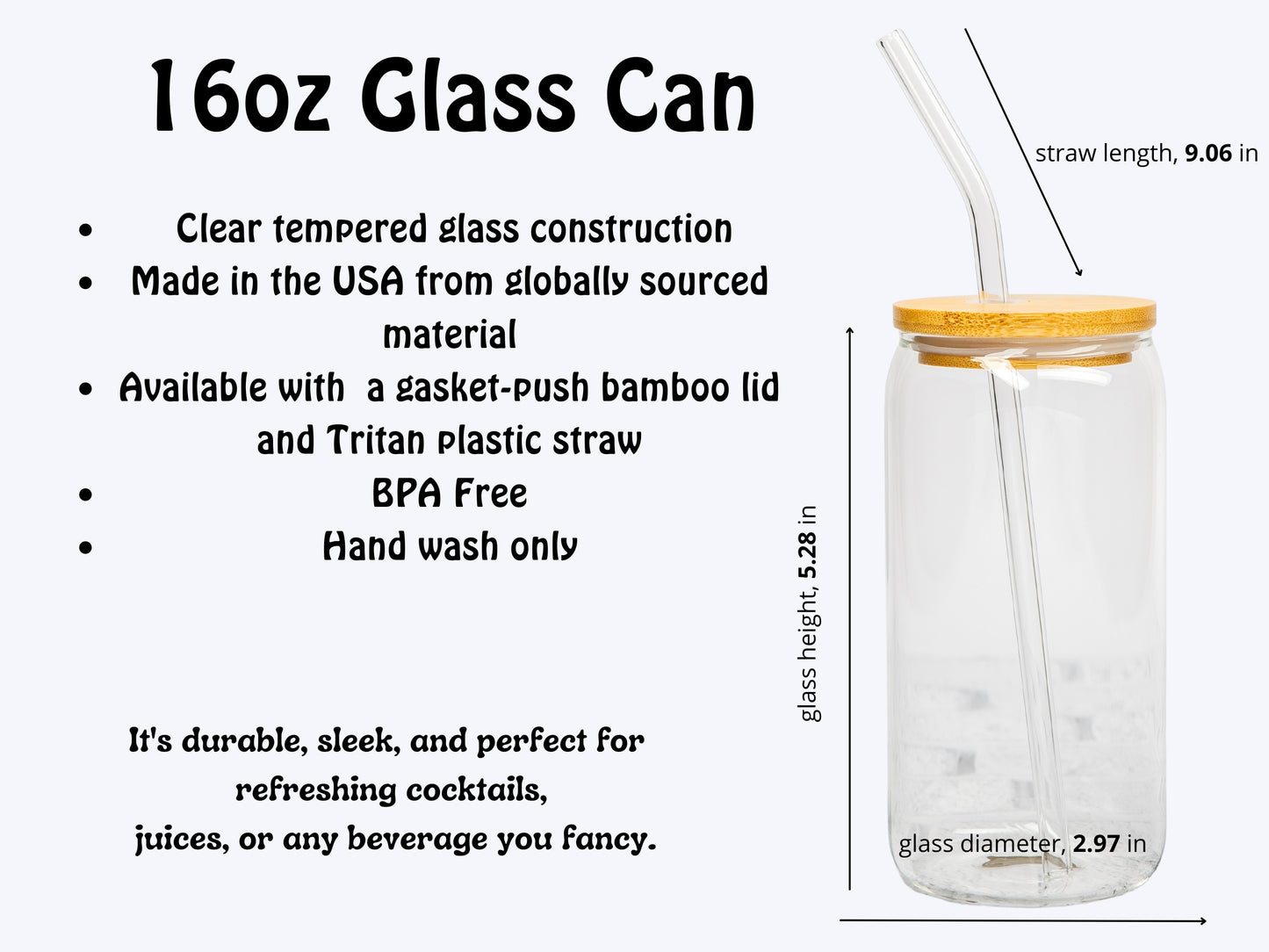 Iced Coffee Glass Cup 16oz (455ml)